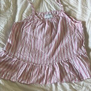 Old Navy Pink and White Ruffle Hem Tank